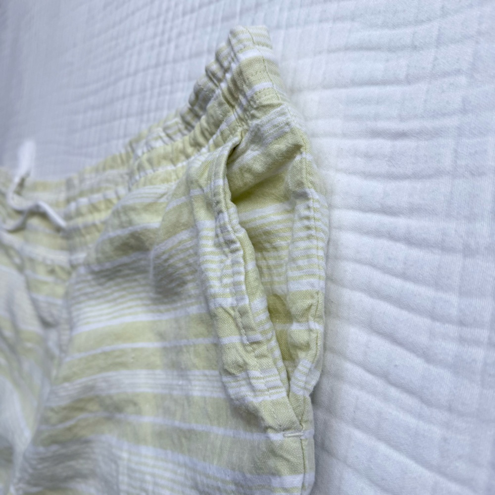 J. Jill 100% linen butter yellow & white striped shorts -Size XL -POCKETS - Picture 3 of 9